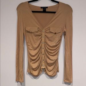 Tan Fitted Long Sleeve Shirt
